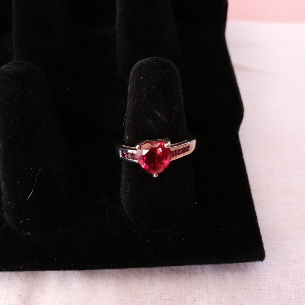 Lab Ruby Heart Ring - image 1